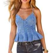 Women’s Retro Denim Peplum Top
