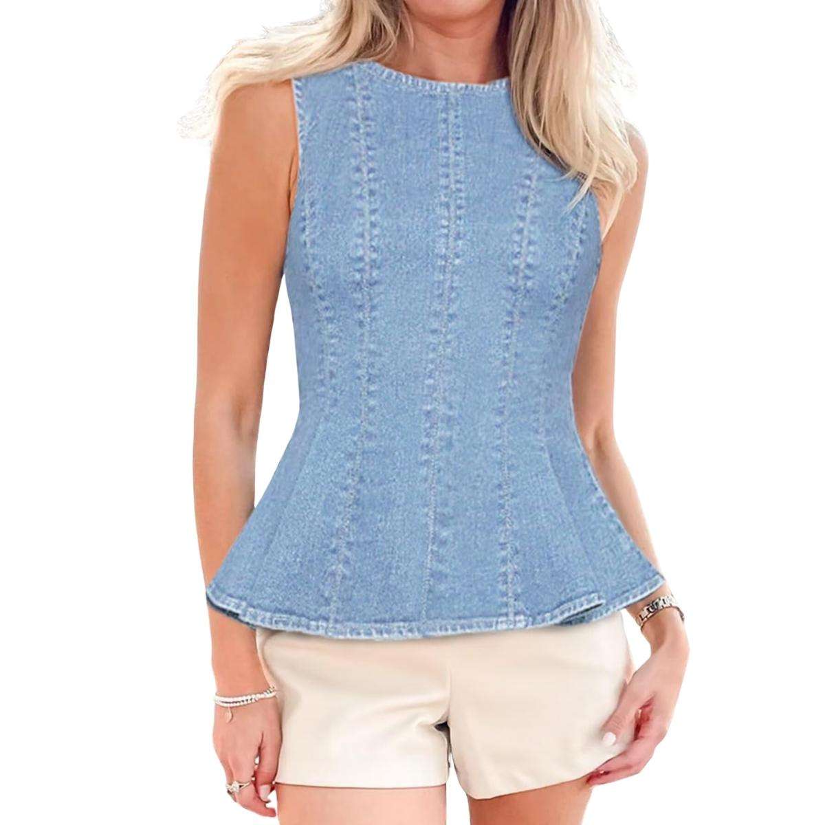 Women’s Denim Peplum Tank Top