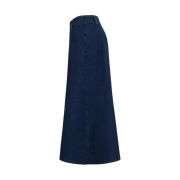 High-Waisted Flowy A-Line Long Denim Maxi Skirt