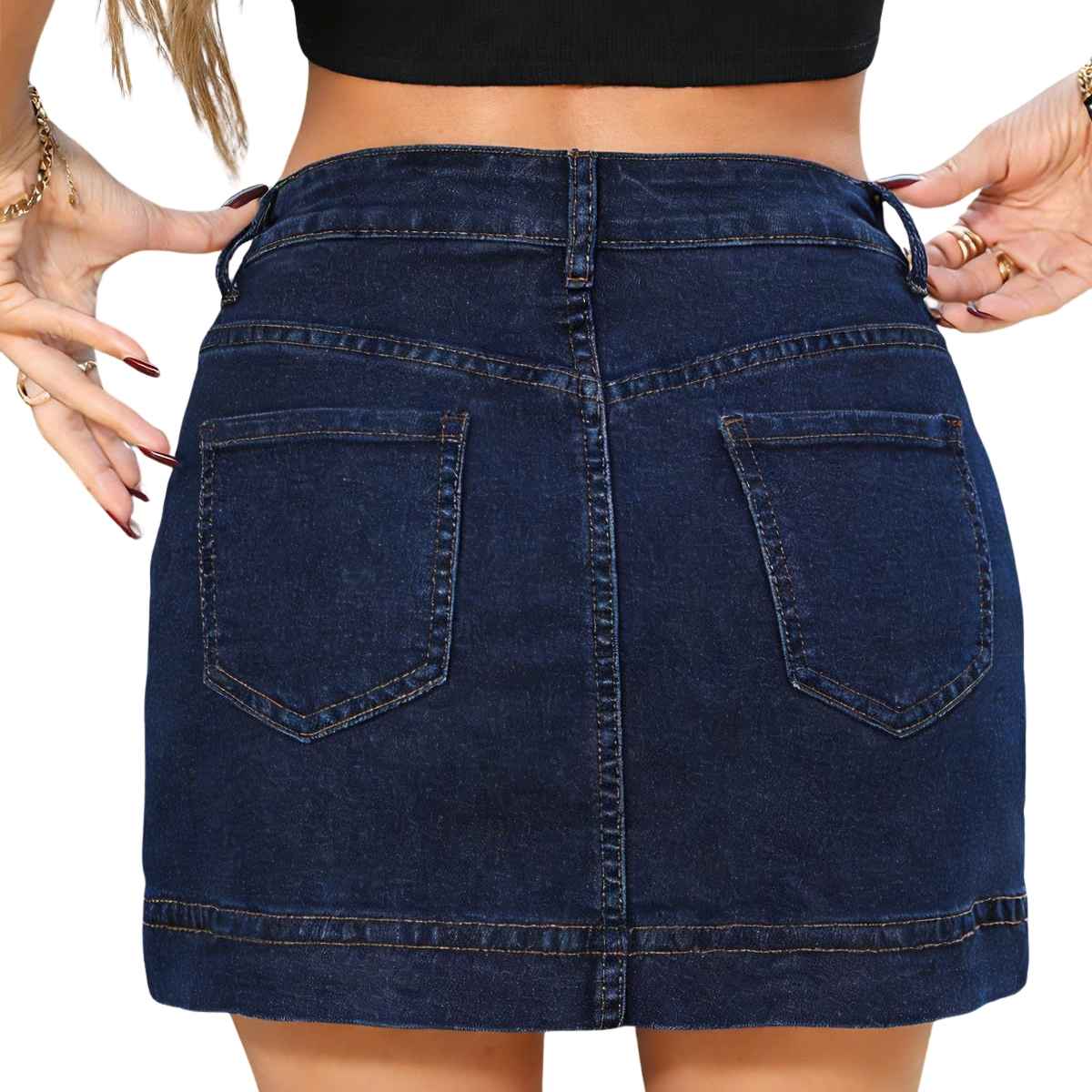 Women’s Denim Mini Skirt with Built-In Shorts