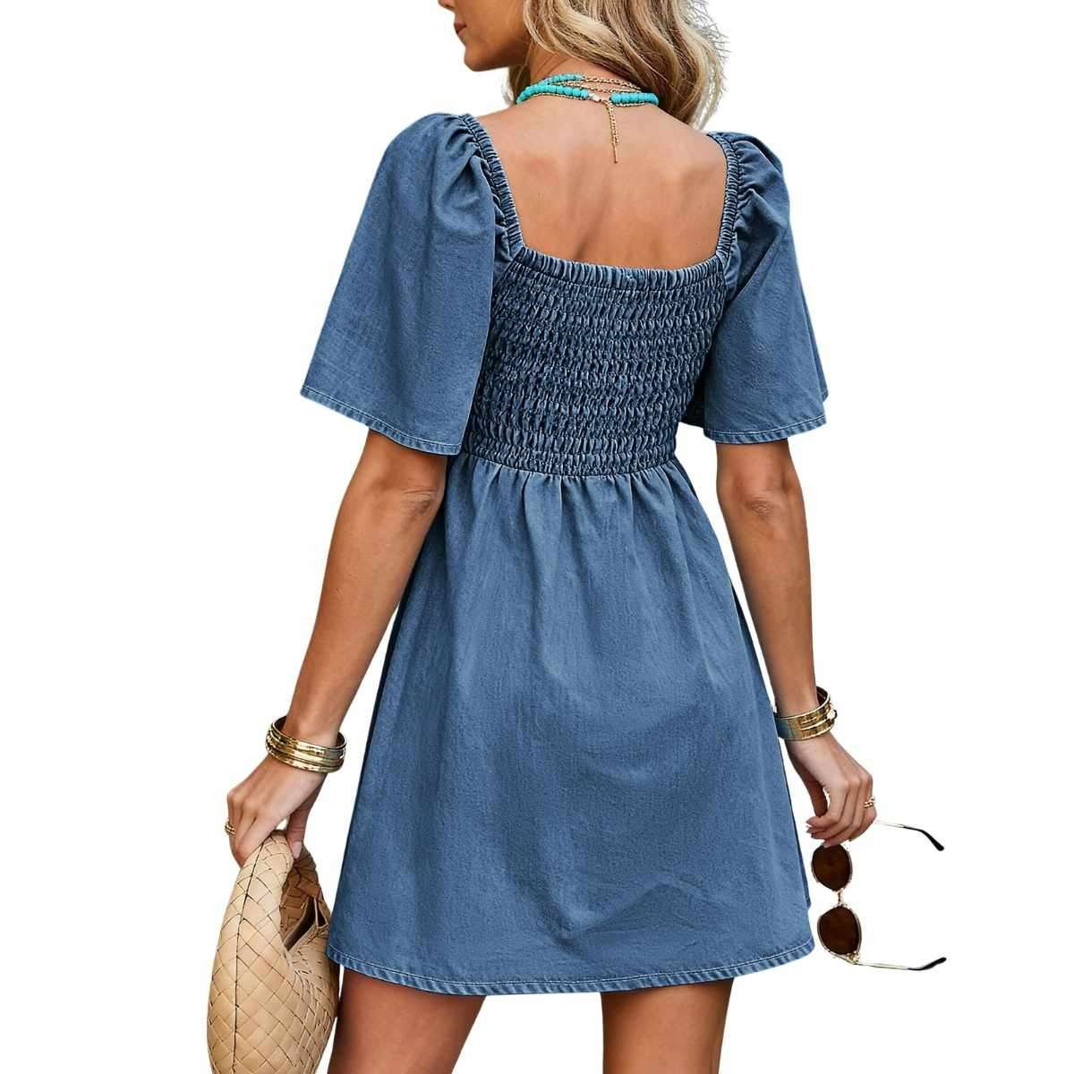 Women’s Denim Tie Front Mini Dress