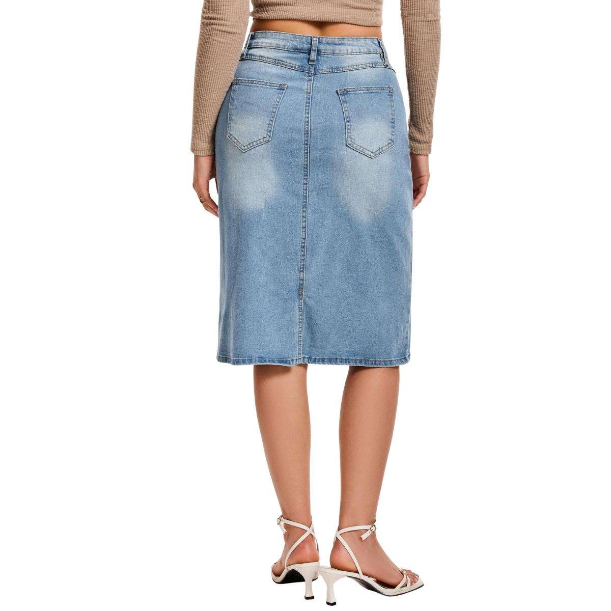Women’s High Waisted Denim Midi Skirt