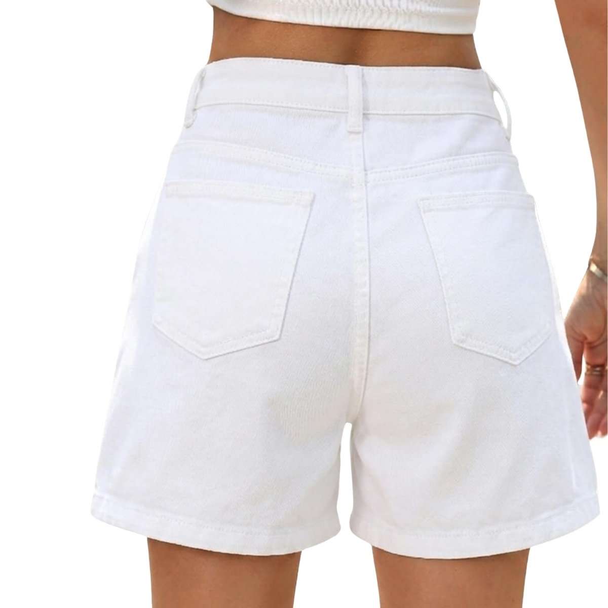 Women’s High Waisted A-Line Baggy Bermuda Denim Shorts
