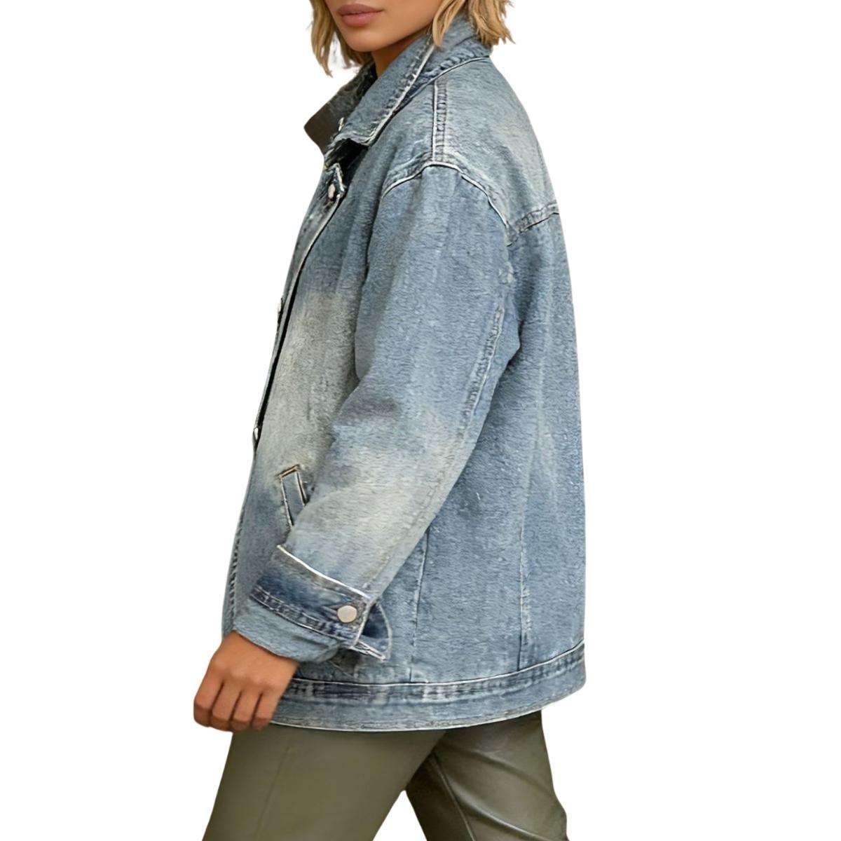 Women’s Loose Fit Asymmetrical Denim Jacket