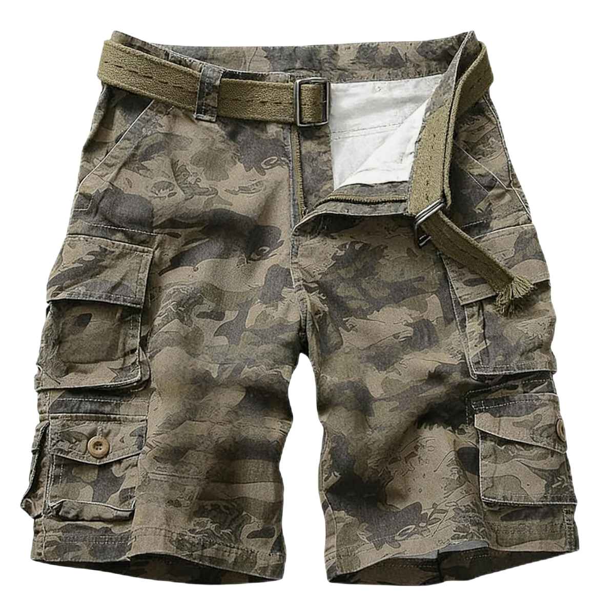 Men’s 9-Pocket Cotton Utility Camo Cargo Shorts