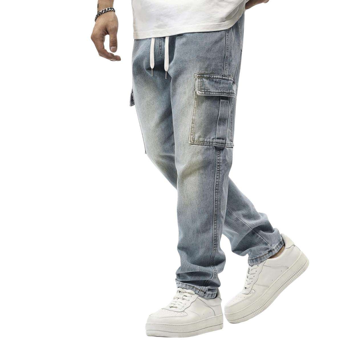 Men’s Elastic Waist Cargo Jeans
