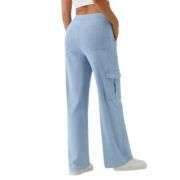 Mid Rise Pockets Straight Leg Casual Cargo Jeans