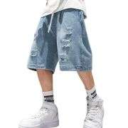 Men’s Baggy Ripped Cargo Denim Jorts