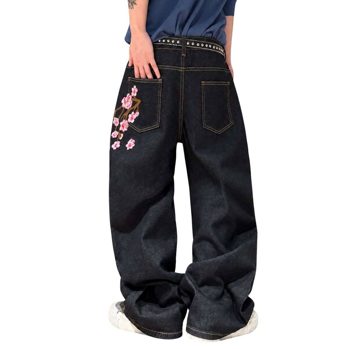 Men’s Y2K Hip Hop Embroidered Baggy Wide Leg Jeans