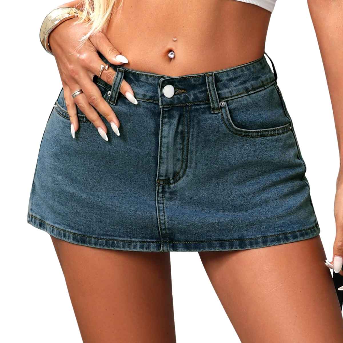 Y2K Low Rise Denim Mini Skort