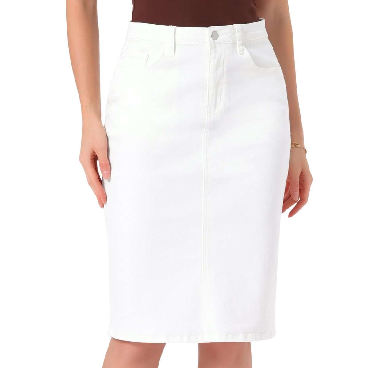 Women’s High Waisted Denim Midi Skirt