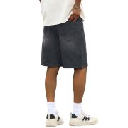 Mid Waist Slant Pockets Baggy Denim Jean Shorts