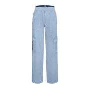 Mid Rise Pockets Straight Leg Casual Cargo Jeans