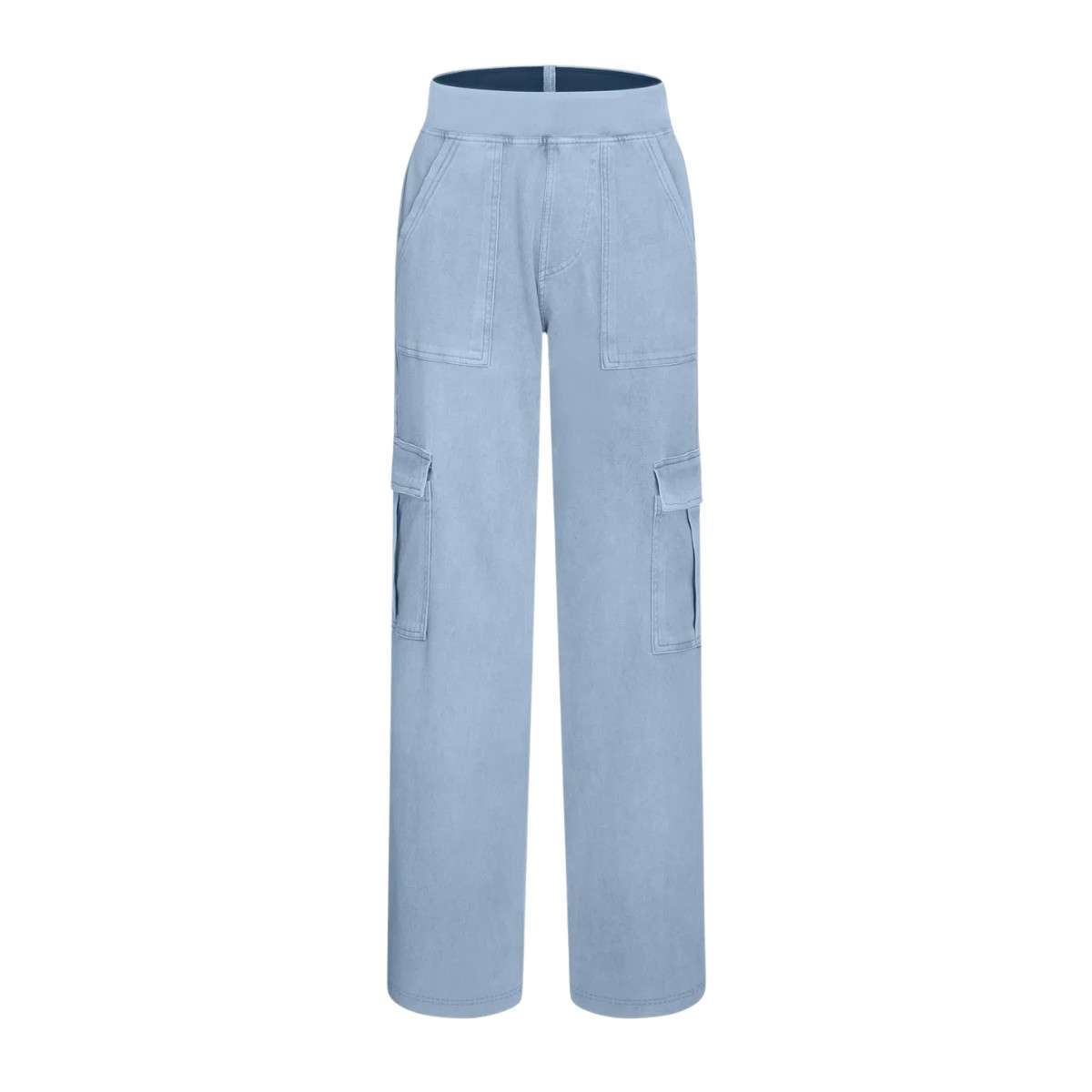 Mid Rise Pockets Straight Leg Casual Cargo Jeans