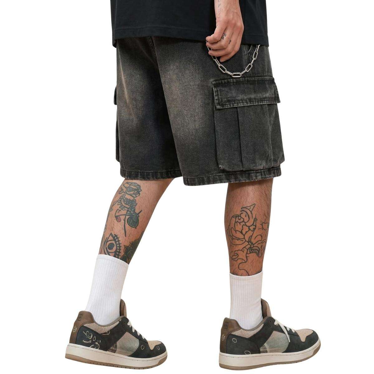 Men’s Vintage Y2K Elastic Back Waistband Baggy Denim Shorts