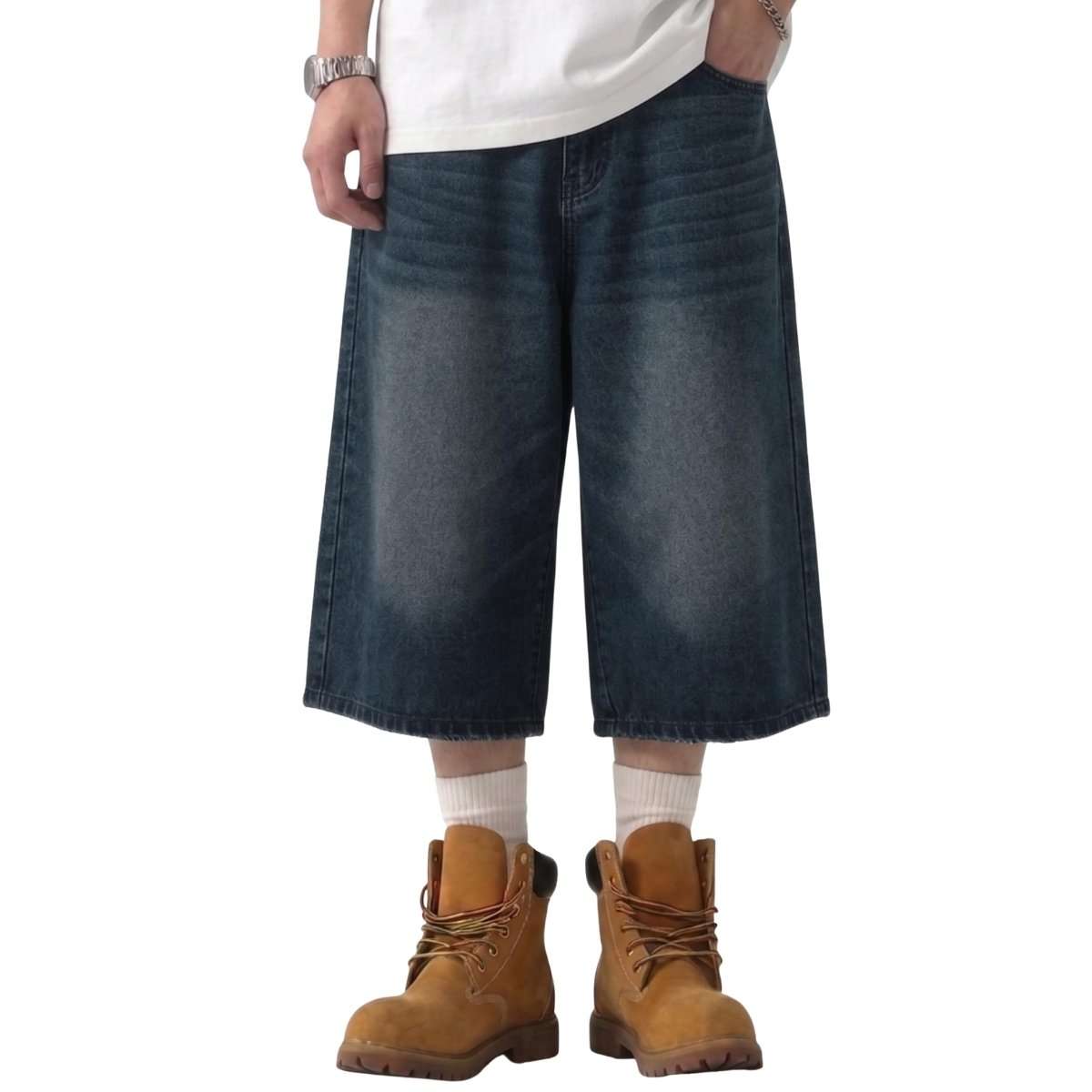 Y2K Loose Fit Wide Leg Denim Shorts