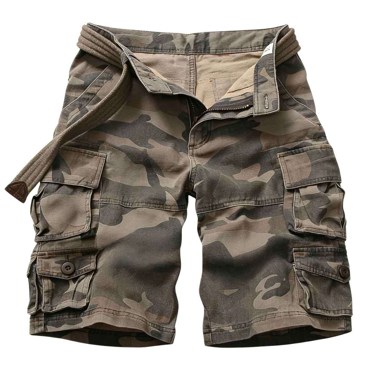 Men’s 9-Pocket Cotton Utility Camo Cargo Shorts