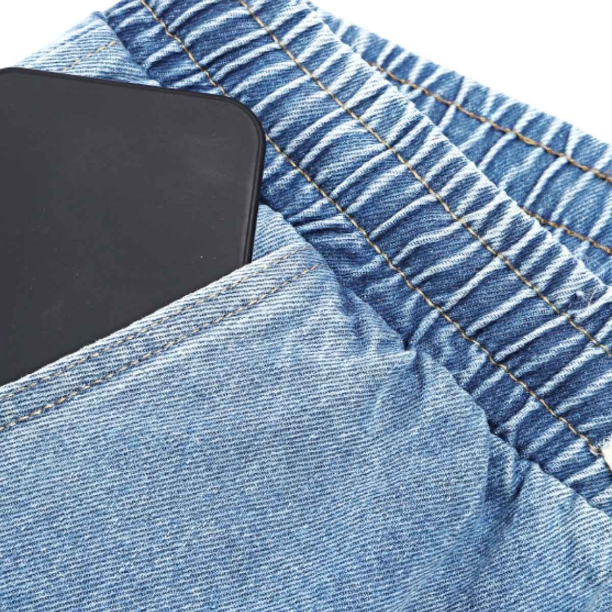 Men’s Drawstring Waist Wide-Leg Baggy Jeans