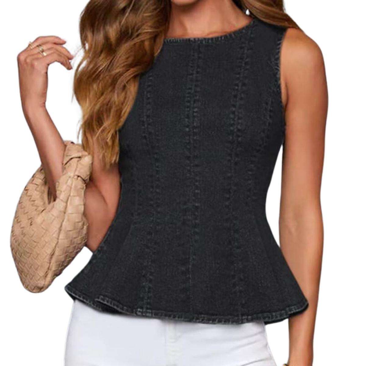 Women’s Denim Peplum Tank Top