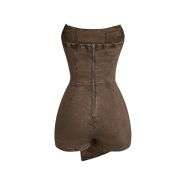 Women’s Y2K Strapless Bodycon Wrap Front Short Denim Romper