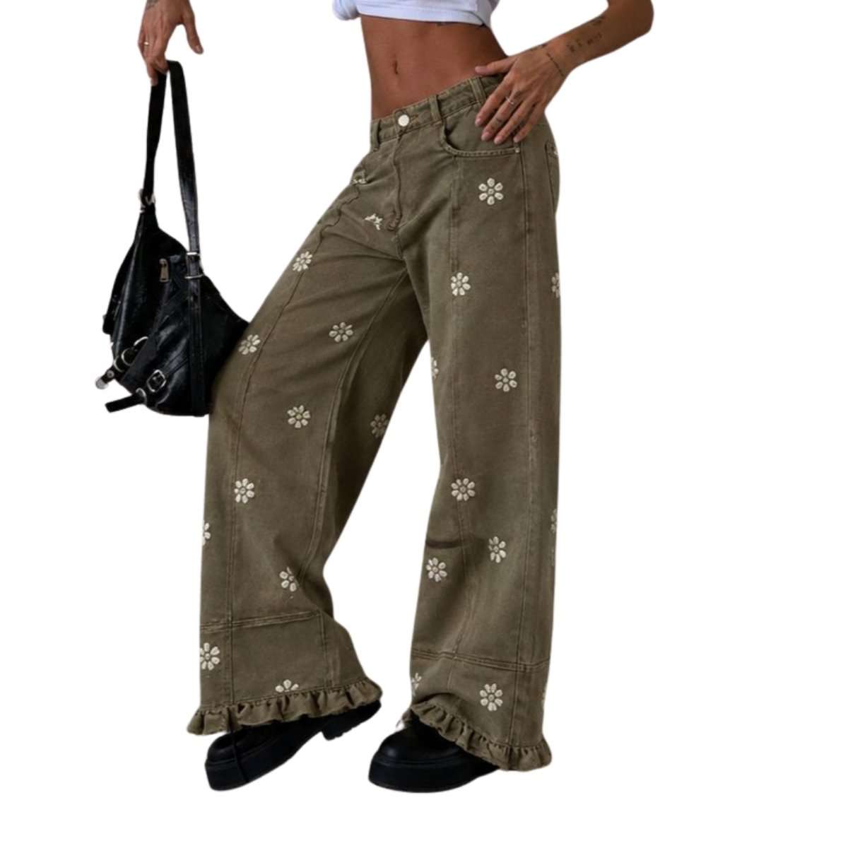 Barrel Jeans Women 2026 Floral Print Wide Leg Jeans