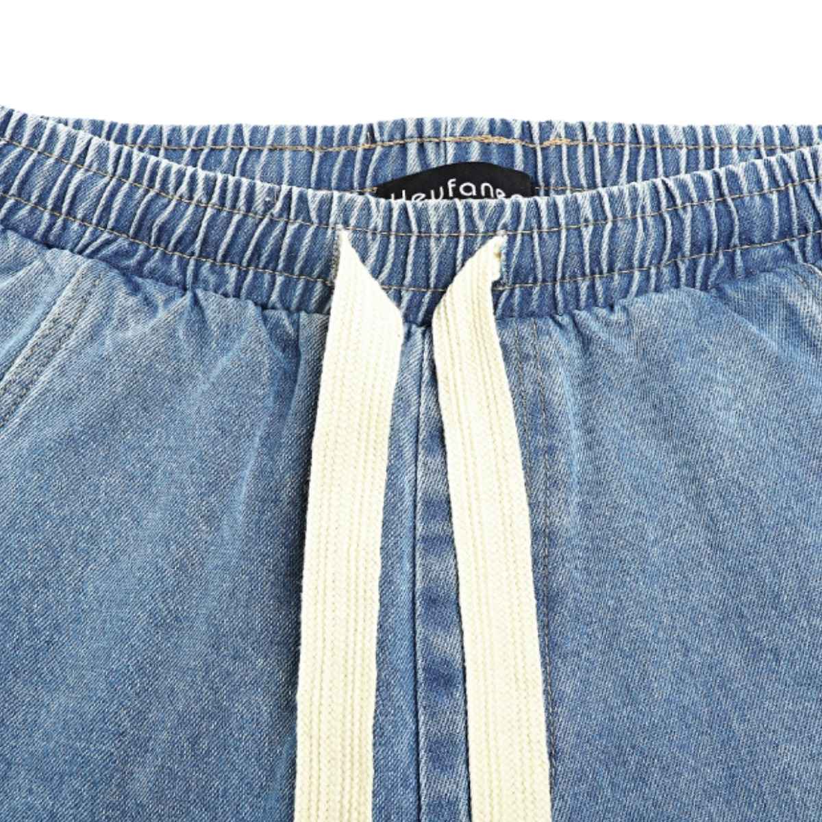 Men’s Drawstring Waist Wide-Leg Baggy Jeans