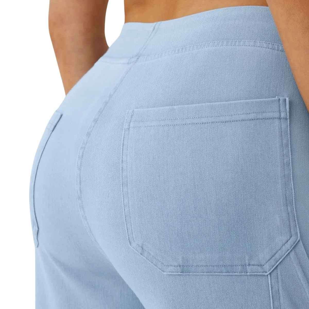 Mid Rise Pockets Straight Leg Casual Cargo Jeans