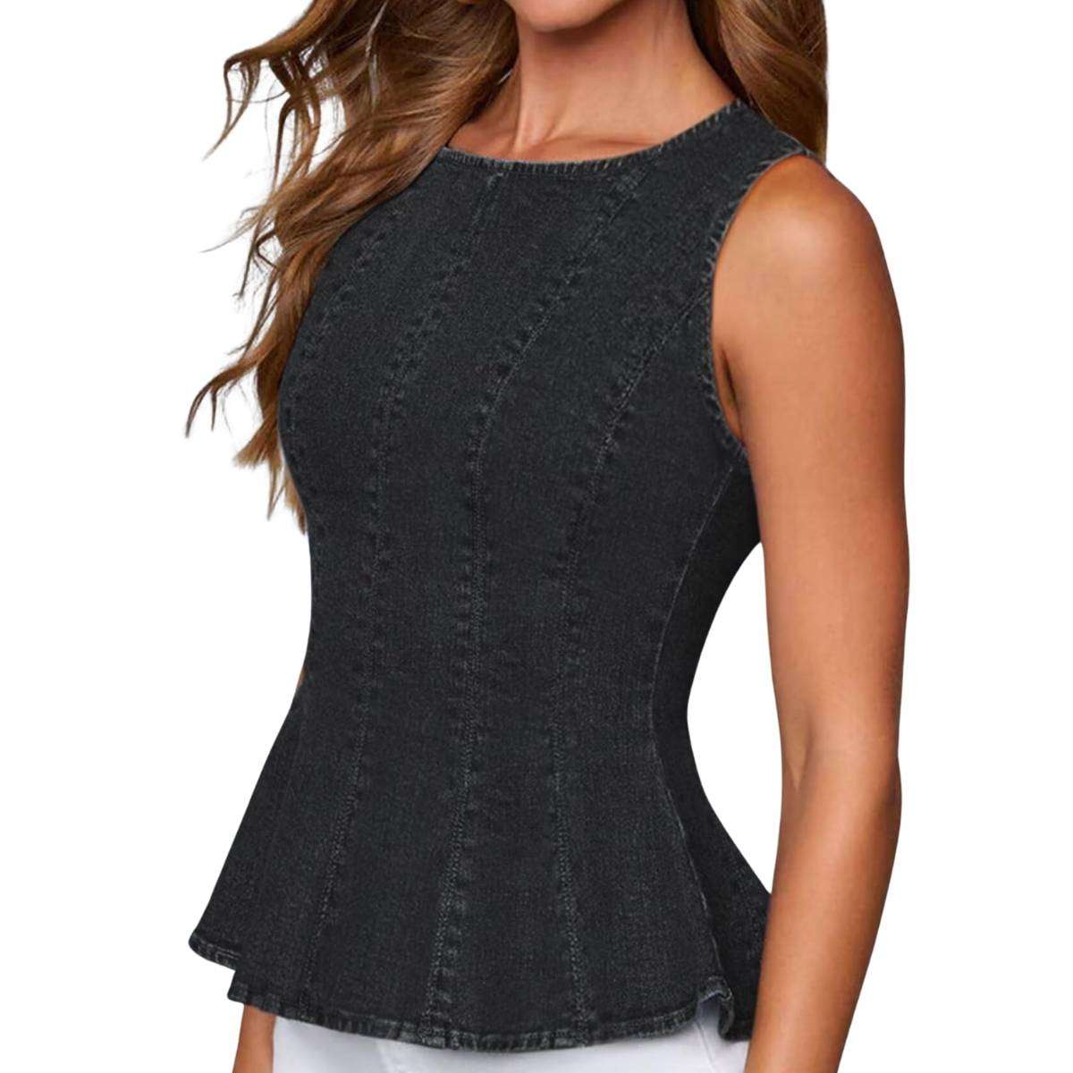 Women’s Denim Peplum Tank Top