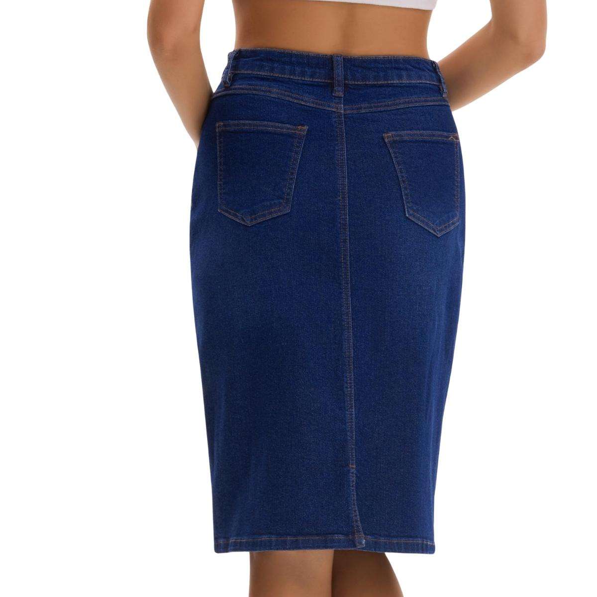 Women’s High Waisted Denim Midi Skirt