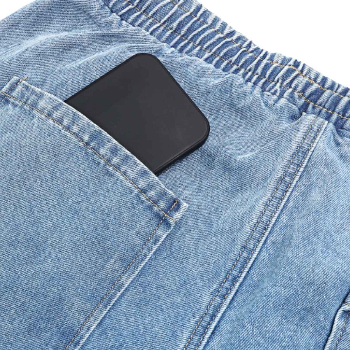 Men’s Drawstring Waist Wide-Leg Baggy Jeans