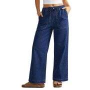 Women’s High-Waisted Wide-Leg Drawstring Jeans