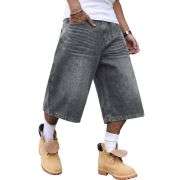 Men’s Vintage Y2K Elastic Back Waistband Baggy Denim Shorts