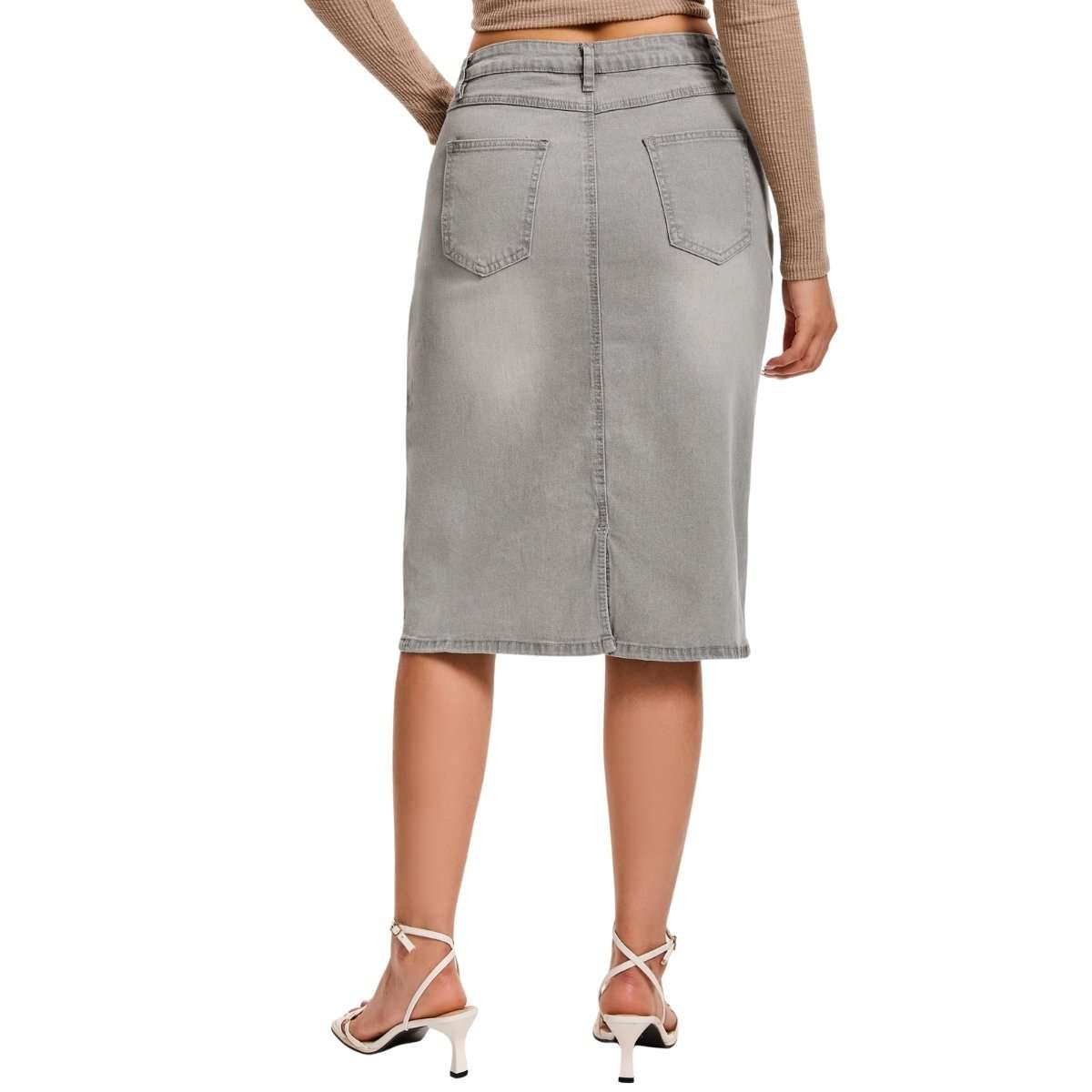Women’s High Waisted Denim Midi Skirt