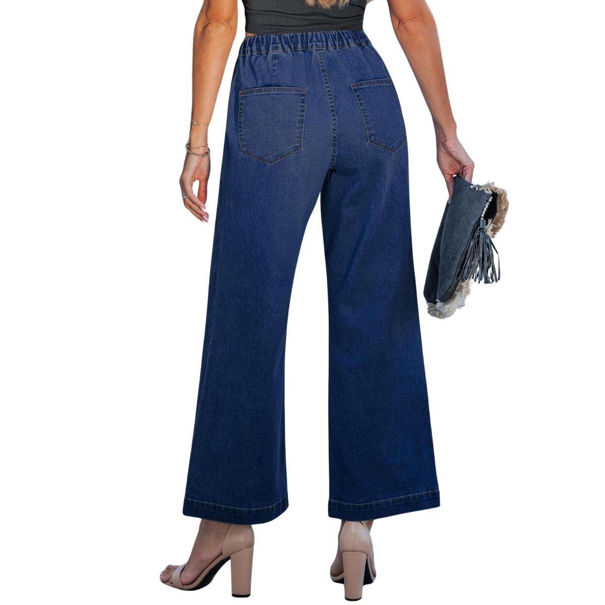 Women’s High-Waisted Wide-Leg Drawstring Jeans