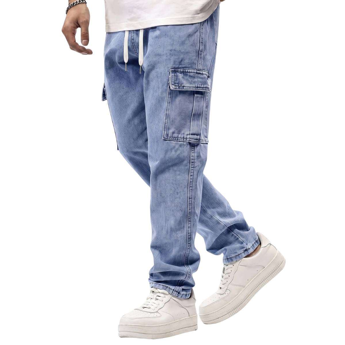 Men’s Elastic Waist Cargo Jeans