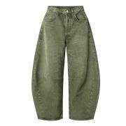 Women’s Y2K Elastic Waist Boyfriend Barrel Leg Jeans