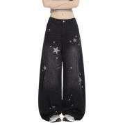 Women’s Y2K Star Print Low-Rise Barrel Jeans