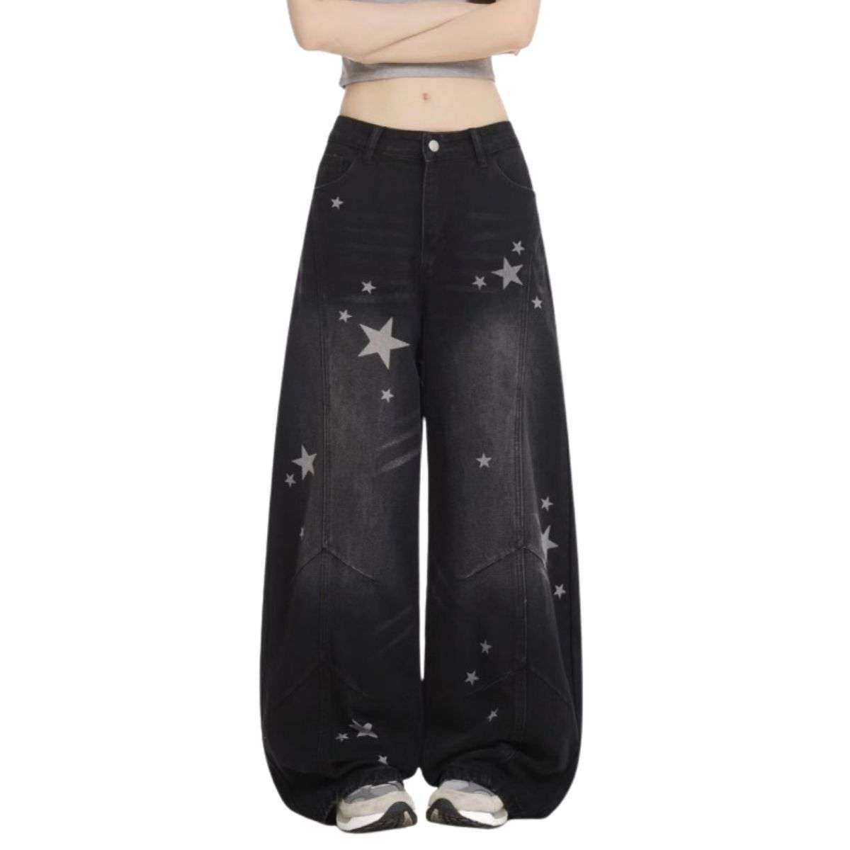 Women’s Y2K Star Print Low-Rise Barrel Jeans