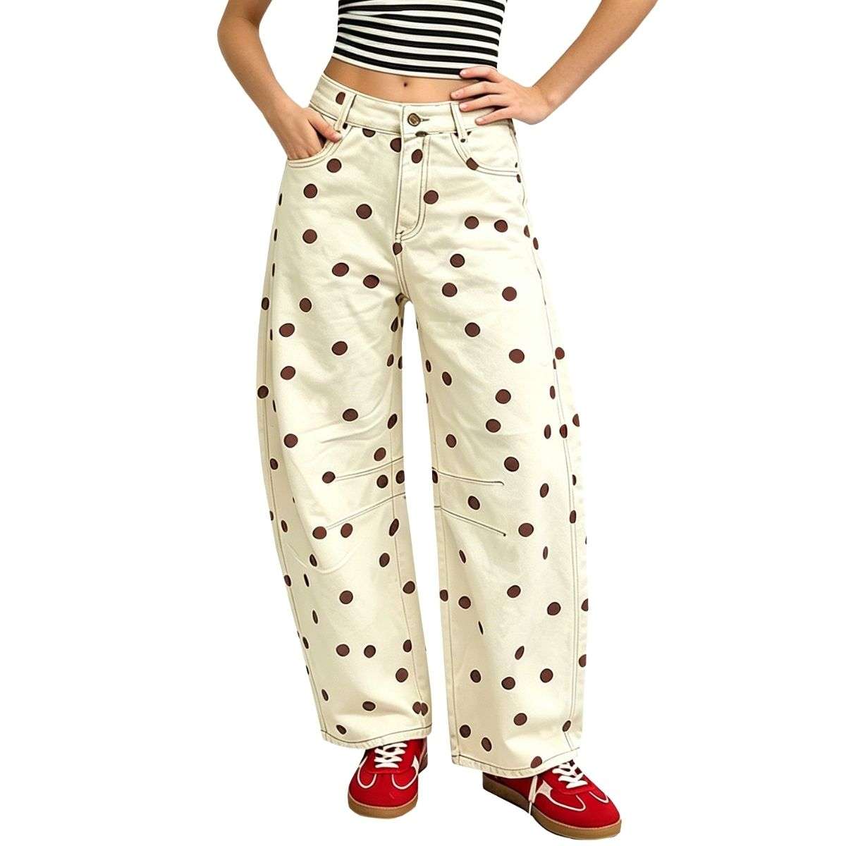 Vintage Polka Dot Barrel Jeans