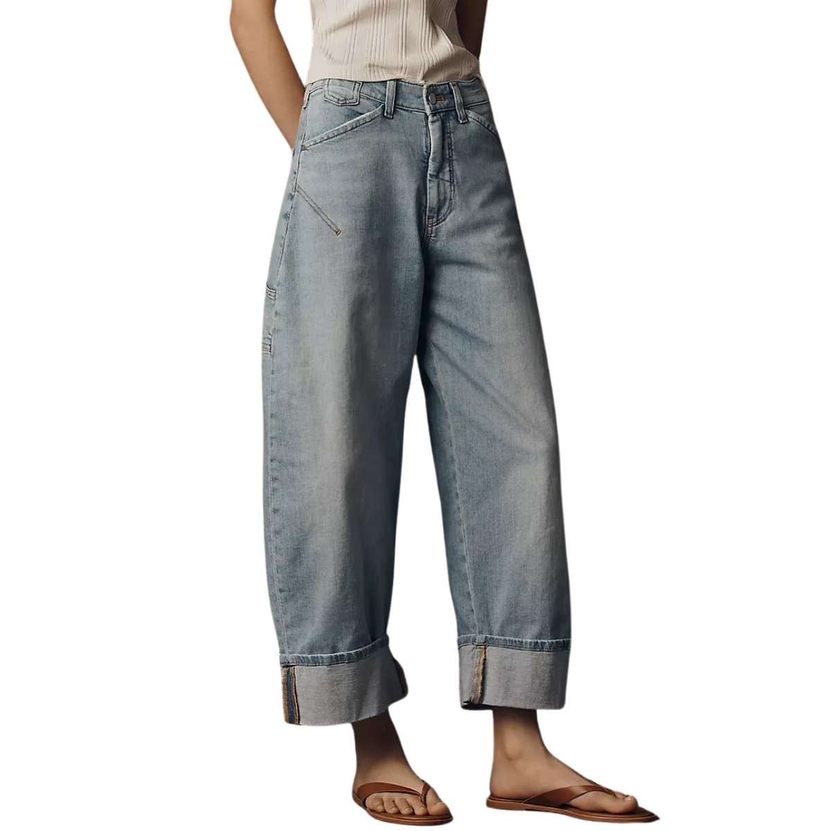 Women’s Barrel Wide Leg Cuffed Jeans