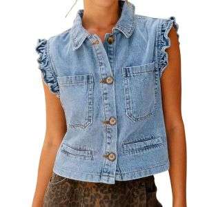 Y2K Cropped Denim Vest