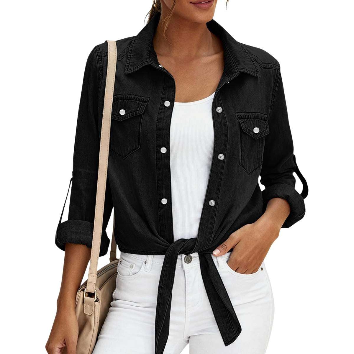 Women’s Tie-Front Denim Shirt