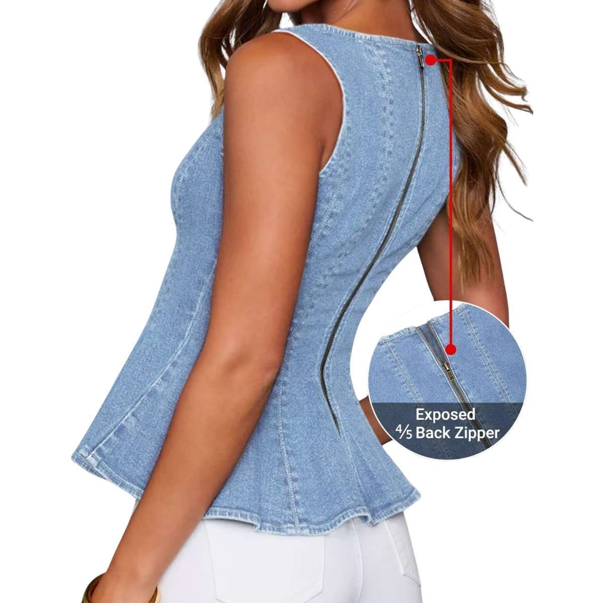 Women’s Denim Peplum Tank Top
