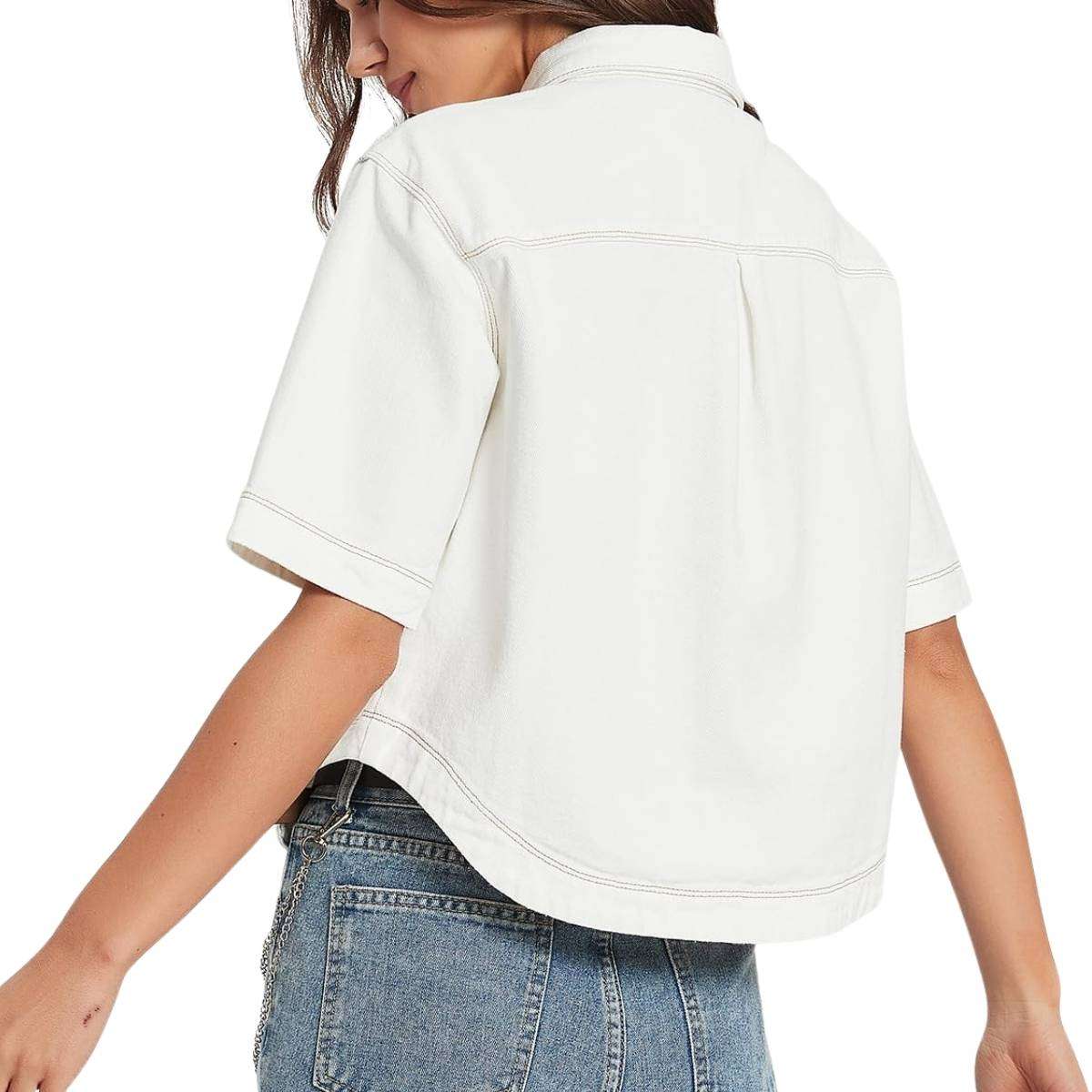 Women’s Casual Short Sleeve Denim Shacket