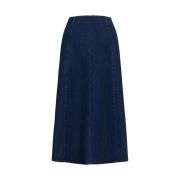 High-Waisted Flowy A-Line Long Denim Maxi Skirt