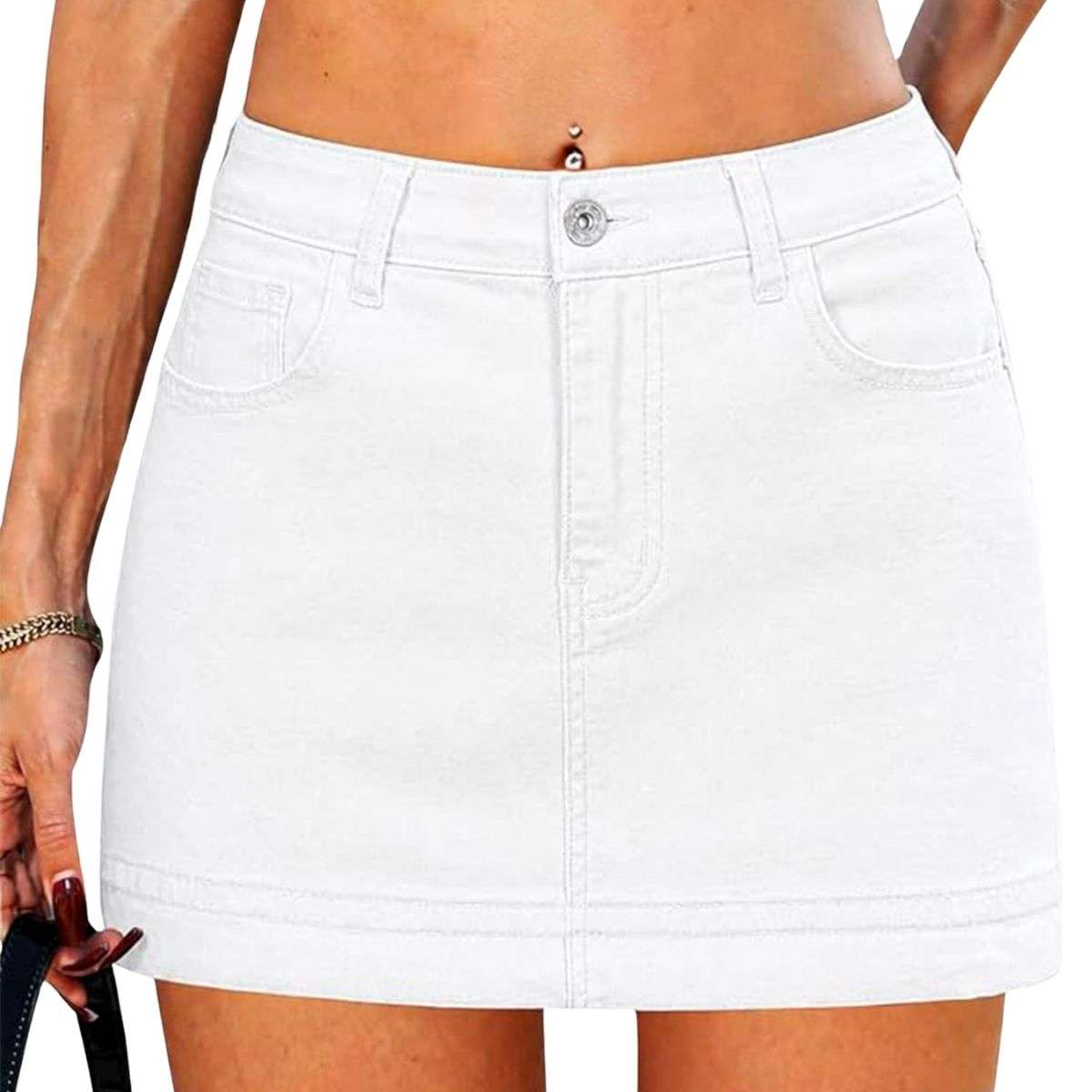 Women’s Denim Mini Skirt with Built-In Shorts