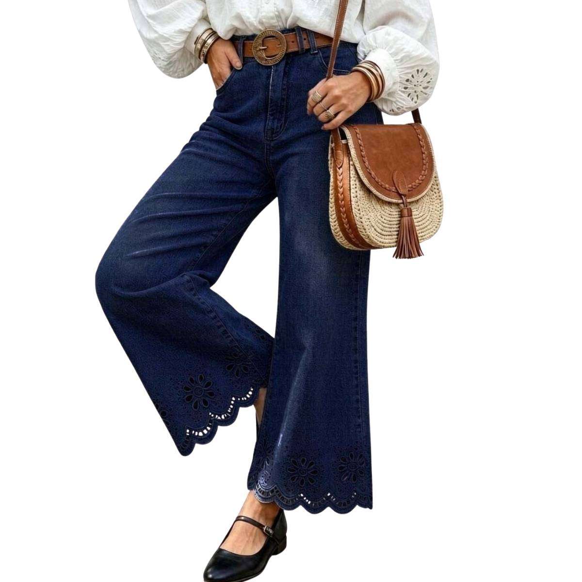 Women’s Embroidered Wide Leg Jeans