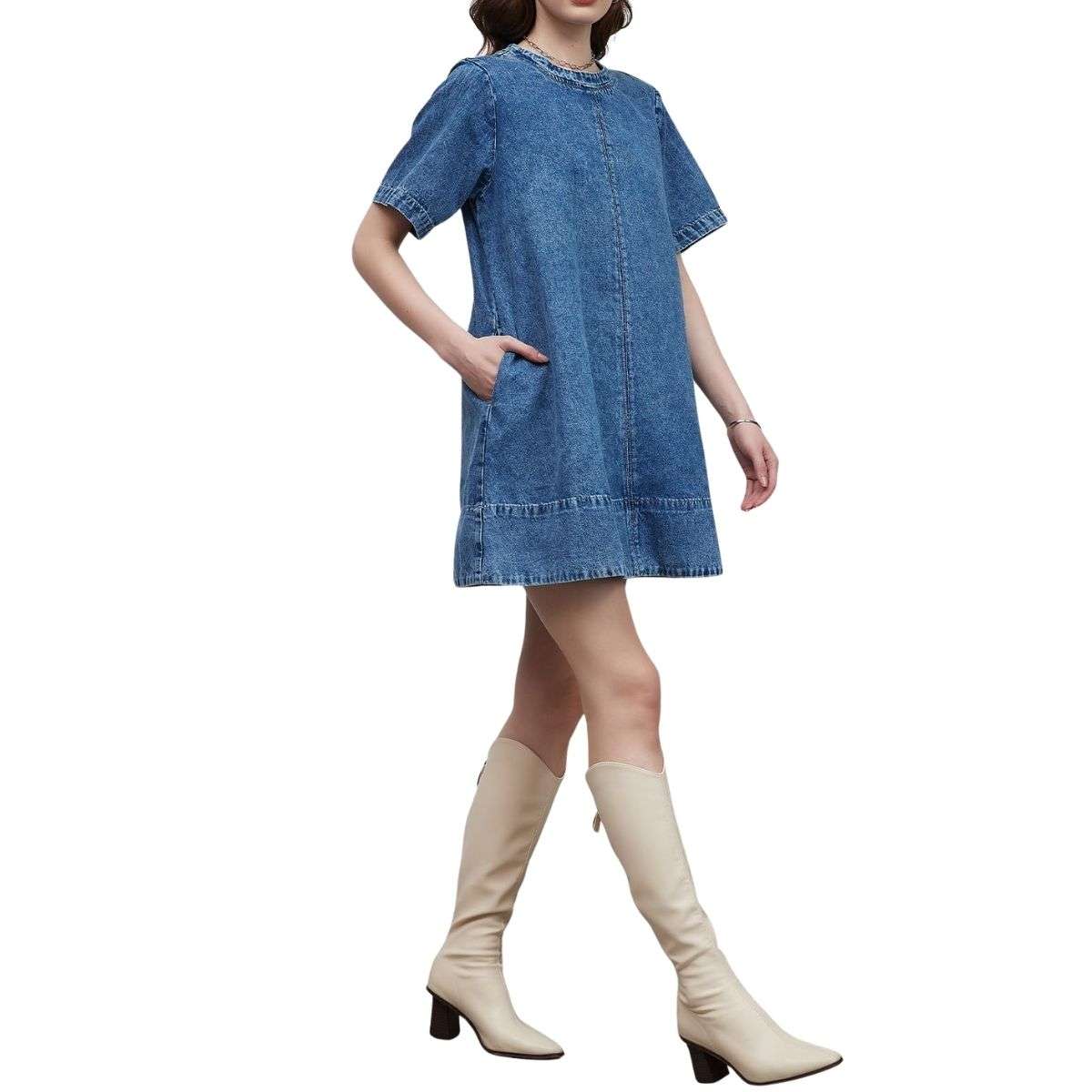 Women’s Summer Pockets Denim Mini Dress