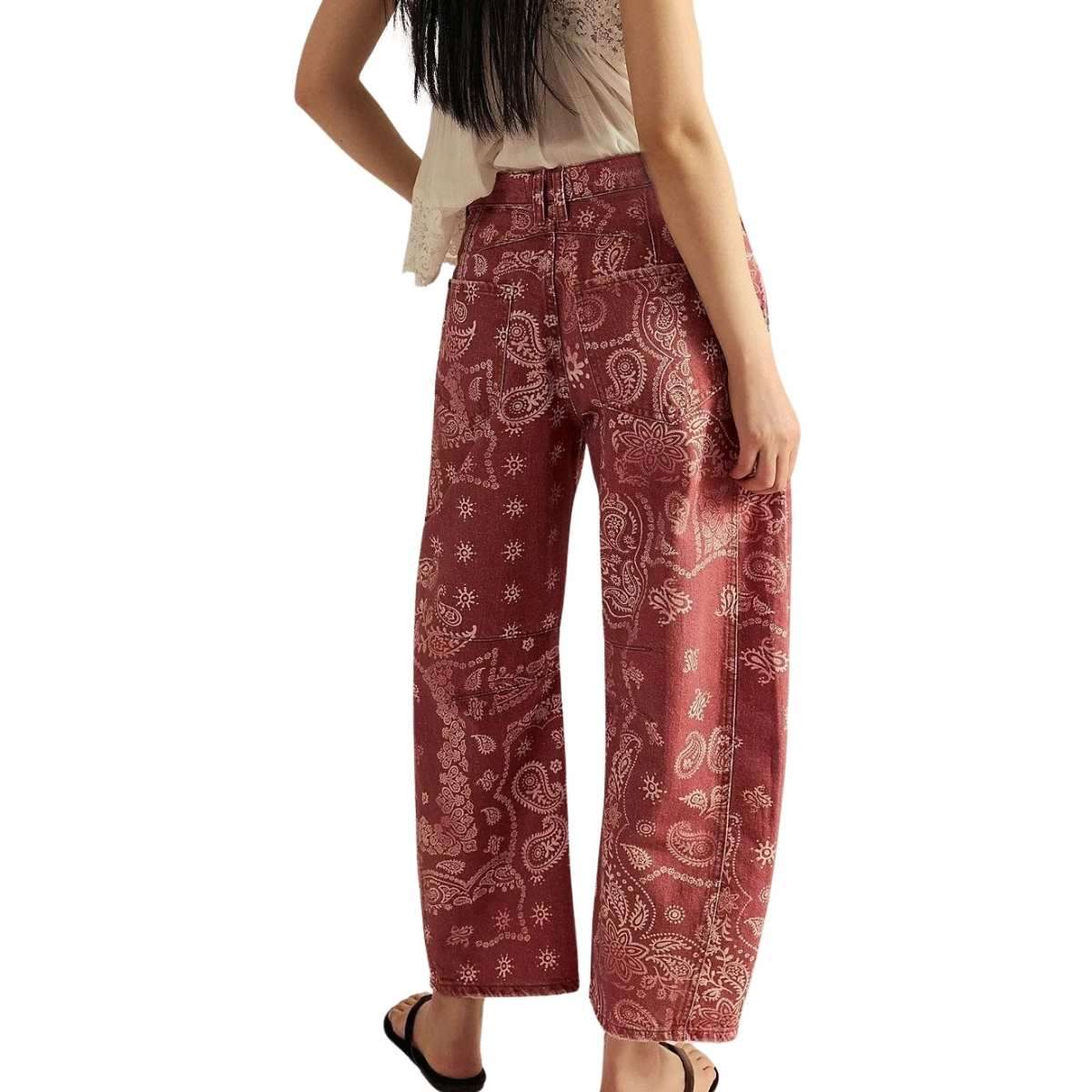 Women’s Floral Print Baggy Barrel Jeans