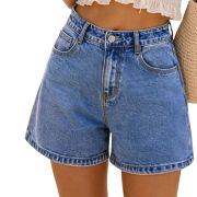 Women’s High Waisted A-Line Baggy Bermuda Denim Shorts